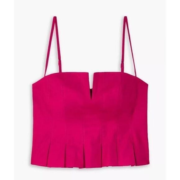 Reformation Shia Top Pink Cropped Stretch Organic Cotton Peplum Camisole Size 8 - Picture 1 of 2